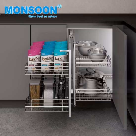 Стальная кухонная кладовая с мягким закрыванием и угловая кладовая